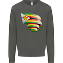 Curled Zimbabwe Flag Zimbabwean Day Football Kids Sweatshirt Jumper Storm Grey