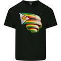 Curled Zimbabwe Flag Zimbabwean Day Football Kids T-Shirt Childrens Black