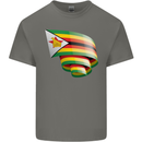Curled Zimbabwe Flag Zimbabwean Day Football Kids T-Shirt Childrens Charcoal