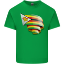 Curled Zimbabwe Flag Zimbabwean Day Football Kids T-Shirt Childrens Irish Green