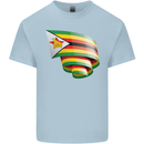 Curled Zimbabwe Flag Zimbabwean Day Football Kids T-Shirt Childrens Light Blue