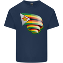 Curled Zimbabwe Flag Zimbabwean Day Football Kids T-Shirt Childrens Navy Blue