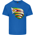 Curled Zimbabwe Flag Zimbabwean Day Football Kids T-Shirt Childrens Royal Blue