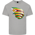Curled Zimbabwe Flag Zimbabwean Day Football Kids T-Shirt Childrens Sports Grey