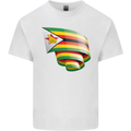 Curled Zimbabwe Flag Zimbabwean Day Football Kids T-Shirt Childrens White