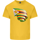 Curled Zimbabwe Flag Zimbabwean Day Football Kids T-Shirt Childrens Yellow