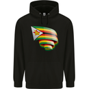 Curled Zimbabwe Flag Zimbabwean Day Football Mens 80% Cotton Hoodie Black