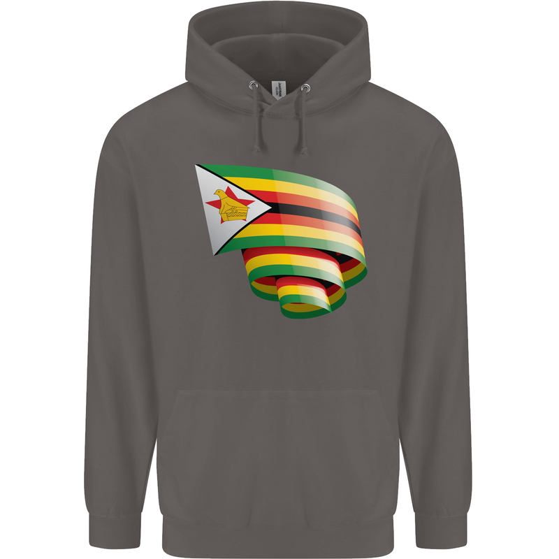 Curled Zimbabwe Flag Zimbabwean Day Football Mens 80% Cotton Hoodie Charcoal