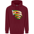 Curled Zimbabwe Flag Zimbabwean Day Football Mens 80% Cotton Hoodie Maroon