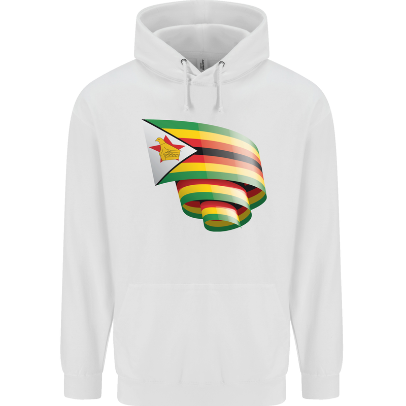 Curled Zimbabwe Flag Zimbabwean Day Football Mens 80% Cotton Hoodie White