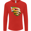 Curled Zimbabwe Flag Zimbabwean Day Football Mens Long Sleeve T-Shirt Red