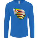 Curled Zimbabwe Flag Zimbabwean Day Football Mens Long Sleeve T-Shirt Royal Blue