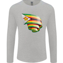 Curled Zimbabwe Flag Zimbabwean Day Football Mens Long Sleeve T-Shirt Sports Grey
