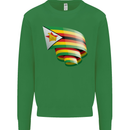Curled Zimbabwe Flag Zimbabwean Day Football Mens Sweatshirt Jumper Irish Green