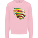 Curled Zimbabwe Flag Zimbabwean Day Football Mens Sweatshirt Jumper Light Pink