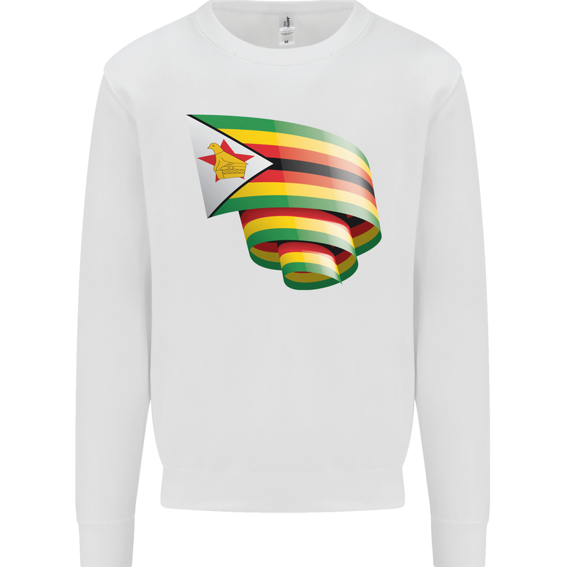 Curled Zimbabwe Flag Zimbabwean Day Football Mens Sweatshirt Jumper White