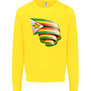 Curled Zimbabwe Flag Zimbabwean Day Football Mens Sweatshirt Jumper Yellow
