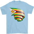Curled Zimbabwe Flag Zimbabwean Day Football Mens T-Shirt 100% Cotton Light Blue