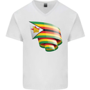Curled Zimbabwe Flag Zimbabwean Day Football Mens V-Neck Cotton T-Shirt White