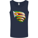 Curled Zimbabwe Flag Zimbabwean Day Football Mens Vest Tank Top Navy Blue