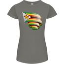 Curled Zimbabwe Flag Zimbabwean Day Football Womens Petite Cut T-Shirt Charcoal