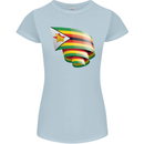 Curled Zimbabwe Flag Zimbabwean Day Football Womens Petite Cut T-Shirt Light Blue