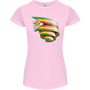 Curled Zimbabwe Flag Zimbabwean Day Football Womens Petite Cut T-Shirt Light Pink