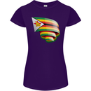 Curled Zimbabwe Flag Zimbabwean Day Football Womens Petite Cut T-Shirt Purple