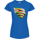 Curled Zimbabwe Flag Zimbabwean Day Football Womens Petite Cut T-Shirt Royal Blue