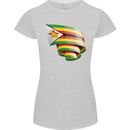 Curled Zimbabwe Flag Zimbabwean Day Football Womens Petite Cut T-Shirt Sports Grey