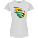 Curled Zimbabwe Flag Zimbabwean Day Football Womens Petite Cut T-Shirt White