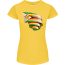 Curled Zimbabwe Flag Zimbabwean Day Football Womens Petite Cut T-Shirt Yellow