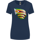 Curled Zimbabwe Flag Zimbabwean Day Football Womens Wider Cut T-Shirt Navy Blue