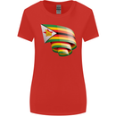 Curled Zimbabwe Flag Zimbabwean Day Football Womens Wider Cut T-Shirt Red
