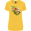 Curled Zimbabwe Flag Zimbabwean Day Football Womens Wider Cut T-Shirt Yellow