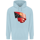Curled  Papua New Guinea Flag Day Football Childrens Kids Hoodie Light Blue
