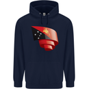 Curled  Papua New Guinea Flag Day Football Childrens Kids Hoodie Navy Blue