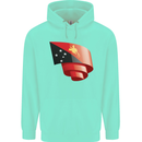 Curled  Papua New Guinea Flag Day Football Childrens Kids Hoodie Peppermint
