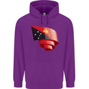 Curled  Papua New Guinea Flag Day Football Childrens Kids Hoodie Purple
