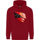 Curled  Papua New Guinea Flag Day Football Childrens Kids Hoodie Red