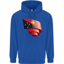 Curled  Papua New Guinea Flag Day Football Childrens Kids Hoodie Royal Blue