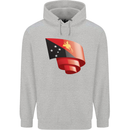 Curled  Papua New Guinea Flag Day Football Childrens Kids Hoodie Sports Grey