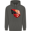 Curled  Papua New Guinea Flag Day Football Childrens Kids Hoodie Storm Grey