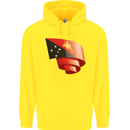 Curled  Papua New Guinea Flag Day Football Childrens Kids Hoodie Yellow