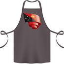 Curled  Papua New Guinea Flag Day Football Cotton Apron 100% Organic Dark Grey