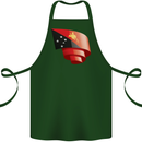 Curled  Papua New Guinea Flag Day Football Cotton Apron 100% Organic Forest Green