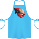 Curled  Papua New Guinea Flag Day Football Cotton Apron 100% Organic Turquoise