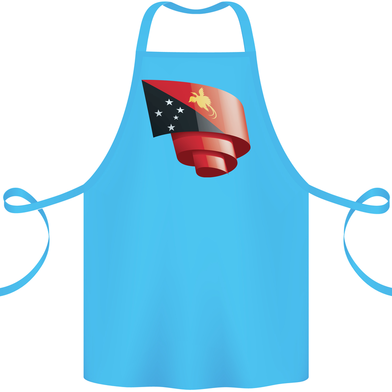 Curled  Papua New Guinea Flag Day Football Cotton Apron 100% Organic Turquoise