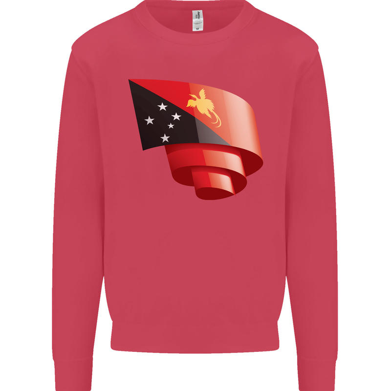 Curled  Papua New Guinea Flag Day Football Kids Sweatshirt Jumper Heliconia