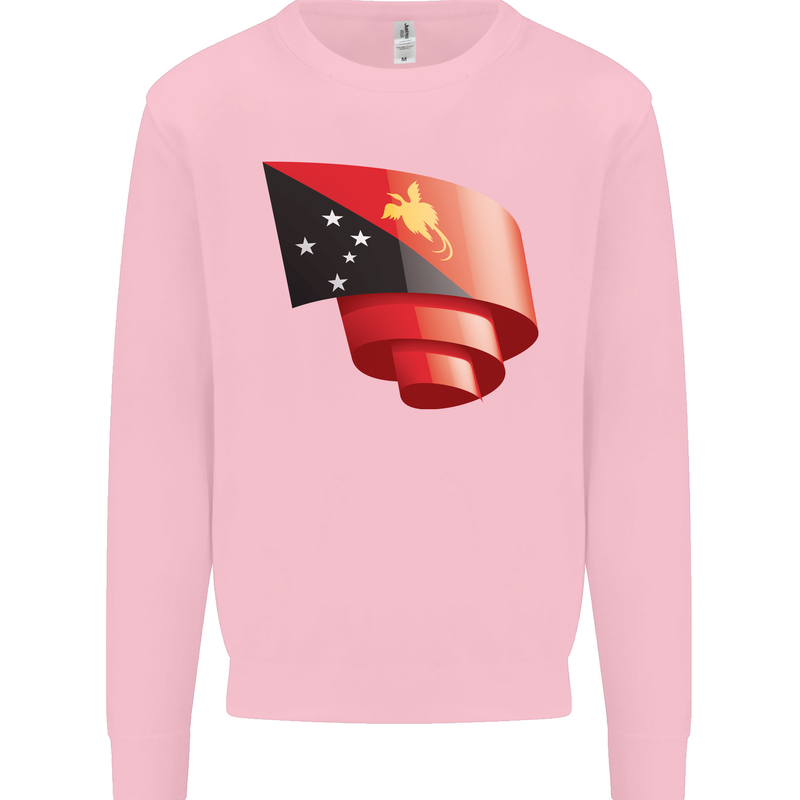 Curled  Papua New Guinea Flag Day Football Kids Sweatshirt Jumper Light Pink